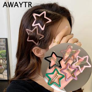 AWAYTR 5 Pcs Hollowed 스타 헤어 클립 스타 스냅 헤어핀 Sweet Headpiece Hair Barrettes 헤어 액세서리 for Girls Dropship