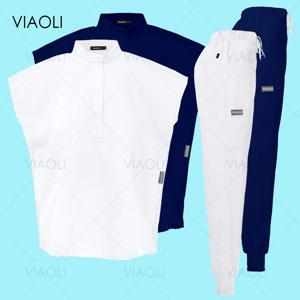 스크럽 유니폼 세트 의료 간호 병원 작업복 솔리드 컬러 수술 가운 통기성 스크럽 탑 조깅 바지 정장