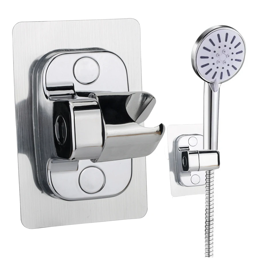 1pc 샤워 헤드 홀더 조정 가능한 벽 마운트 샤워 홀더 자체 접착 샤워 헤드 휴대용 브래킷 욕실 액세서리