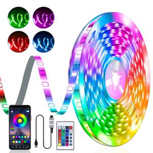 LED 스트립 조명 RGB, 5V 1M-30M, 1600만 색상, RGB, Led 스트립 조명 음악 동기화, 파티 홈용 색상 변경