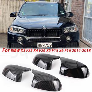 BMW F25 X3 F26 X4 F15 X5 F16 X6 2014 15-18 밝은 검정색 캡 탄소 섬유 스타일 자동차 자동차 후면보기 사이드 미러 커버 트림