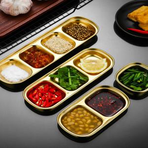 1/4 Pcs 스테인레스 스틸 분할 조미료 소스 딥 그릇, 1/2/3/4 구획 한국 케첩 소스 그릇, 가정용 레스토랑 용 식초 간장 향신료 조미료 트레이