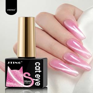 1개 10ml 캣아이 크롬 네일 파우더 소크 오프 UV 젤 바니쉬 레드 글리터 캣 마그네틱 젤 네일 폴리쉬 (젤 폴리쉬 DIY 홈용)