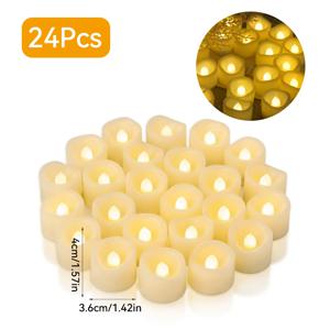 24/48개 무불꽃 LED 캔들 라이트 배터리 구동 창의적인 소원 티 램프 따뜻한 백색 할로윈 웨딩 크리스마스 장식