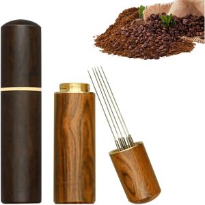 니들 커피 스터러 에스프레소 디스트리뷰터 스테인리스 스틸 커피 스터러 탬퍼 WDT 도구 나무 손잡이 카페 바리스타 용품