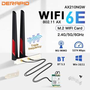 Wi-Fi 6E AX210 무선 카드 5374Mbps BT5.3 데스크탑 키트 안테나 802.11ax 트라이 밴드 2.4G/5Ghz/6G AX210NGW Wifi6 AX200보다 우수함
