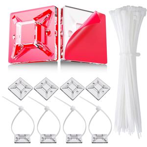 50/100/150pcs 나일론 자체 접착 케이블 타이 마운트 와이어 고정 주최자 해결사 쉬운 케이블 관리 시스템 재사용 가능한 내구성