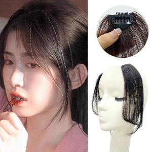 100% 인모 심리스 자연스러운 보이지 않는 앞머리, 여성 피규어-양쪽 앞머리, 흔적 없는 앞머리 패치, 1 개