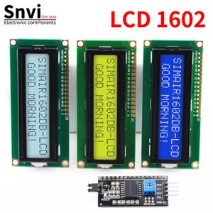 Snvi LCD1602 1602A LCD 디스플레이 모듈 16x2 문자 파란색 노란색 녹색 회색 화면 PCF8574 I2C IIC 인터페이스 5V 아두이노용