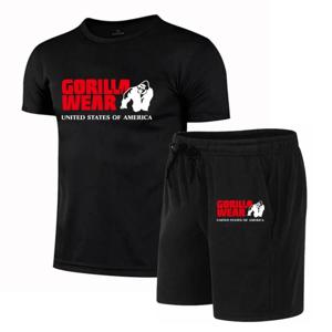 2024 고릴라 프린트 반팔 티셔츠 및 반바지 투피스 티셔츠, 빠른 건조 세트, 세트 남녀공용, 여름 캐주얼 의류
