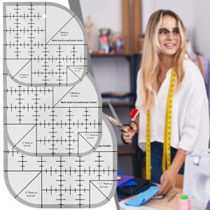 미끄럼 방지 곡선 코너 커터 자 아크릴 DIY 공예 패치워크 재봉 템플릿 퀼팅 액세서리 다기능 자