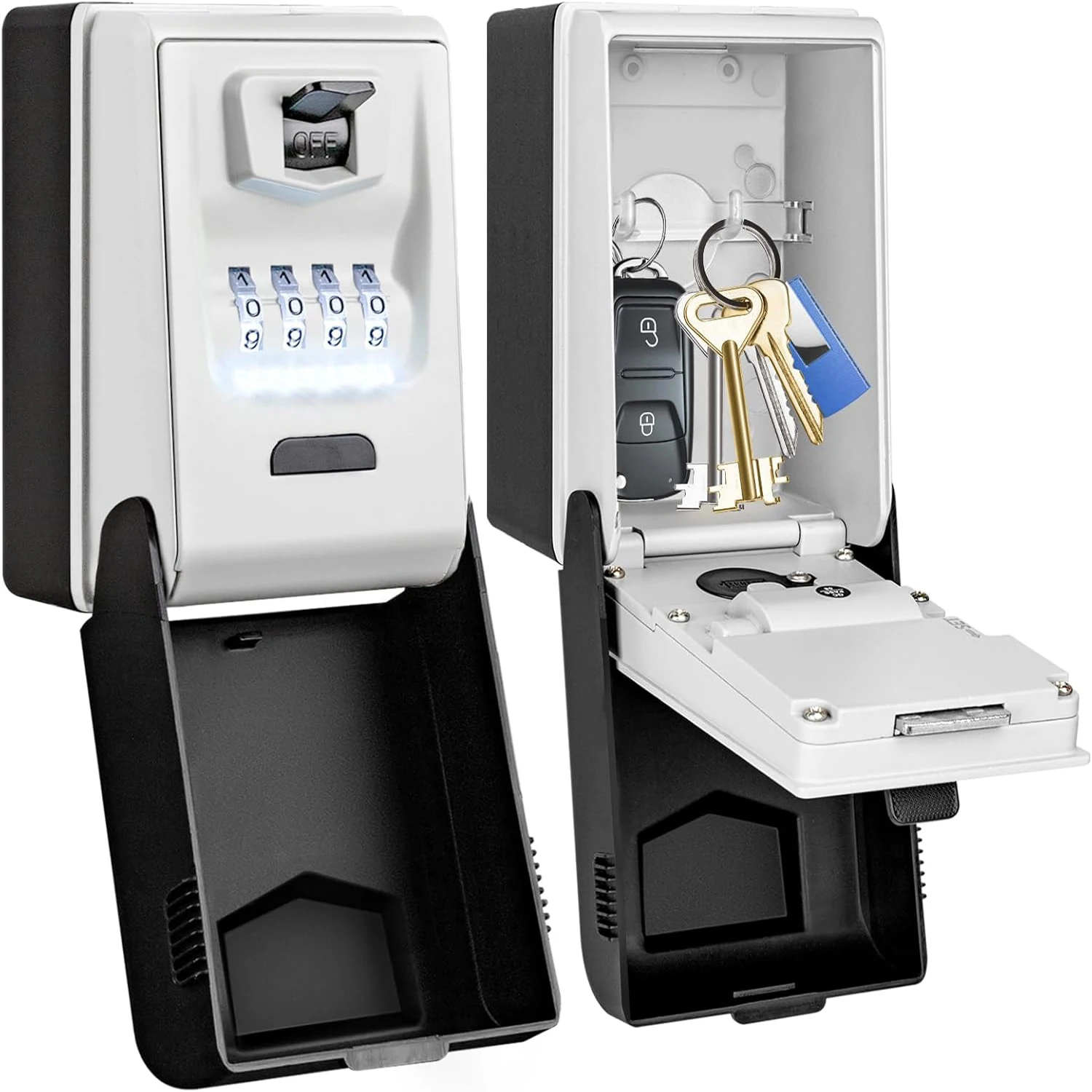 벽 마운트 야외 콤비네이션 잠금 상자, 라이트 업 다이얼, 방수 키 안전, 대용량 리얼터 잠금 상자