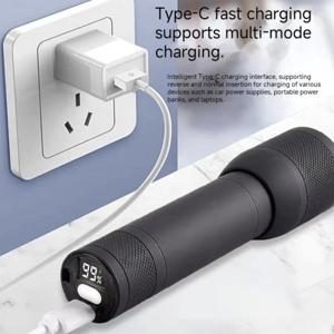 슈퍼 밝은 LED 알루미늄 합금 손전등 충전식 토치 야외 서치라이트 텔레스코픽 줌이 있는 휴대용 캠핑 라이트