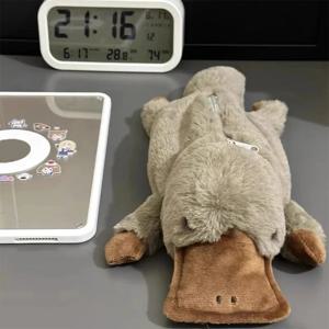 1Pc 귀여운 오리너구리 연필 케이스 대용량 보관 가방 소녀 화장품 가방 플러시 펜 파우치 학교 용품 편지지 상자