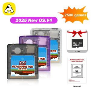 2500 in 1 OS V4 GB Pro Flashmaster 카트리지 게임 카드, Gameboy/Gameboy Color/GBA SP 게임 콘솔, 8GB TF 카드 포함