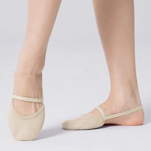 여성 전문 예술 체조 신발 성인 반 발 신발 소녀 스웨이드 세미 팜 신발 마모 발레 댄스 발가락 플랫