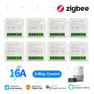 ZigBee 3.0 스마트 미니 DIY 스위치 자동화 모듈 16A 릴레이 지원 2방향 제어 앱 원격 제어 Zigbee 게이트웨이 필요