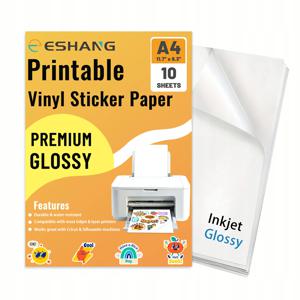 A4 10 매 잉크젯 프린터 용 광택 흰색 인쇄용 비닐 스티커 용지 방수 데칼 용지 자체 접착 8.3 