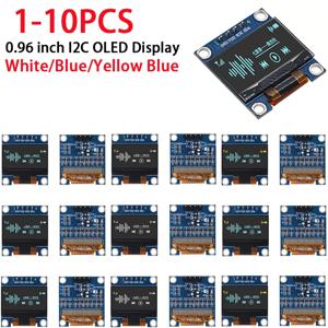 1-10PCS 0.96 인치 OLED 디스플레이 모듈 I2C IIC SPI 직렬 128X64 SSD1306 LCD 3.3-5V 4 핀 Arduino 용 흰색/파란색/노란색 파란색