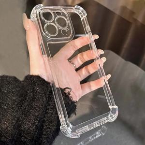 TPU 투명 필름 이중 레이어 에어백 충격 방지 실리콘 폰 케이스 (아이폰 17 16 Pro Max 15 14 13 12 11 XS X 7 8 Plus 16e 커버)