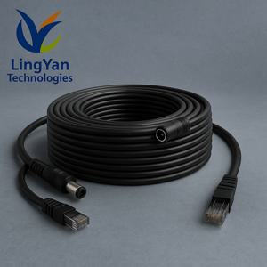 5-50M PoE 네트워크 + DC 전원 연장 케이블 |   8코어 이더넷 + 2코어 5.5x2.1mm 플러그 | CCTV IP 카메라 NVR 시스템용 방수