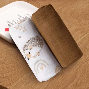 Elinfant 2PCS 모슬린 스와들 담요, 신생아 스와들 랩, 100% 면 베이비 목욕 타월