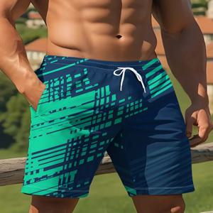 2025 여름 트렌드 남성 루즈핏 반바지 드로스트링 속건 스트라이프 3D 프린트 반바지 캐주얼 오버사이즈 러닝 통기성 스포츠 반바지