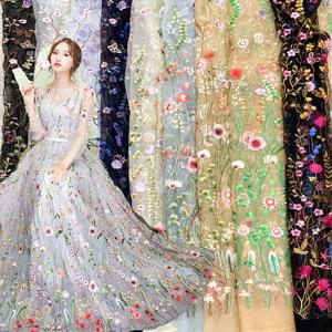 수생 식물 자수 레이스 원단 3D 플로럴 튤 메쉬 (야드당) - 쿠튀르 웨딩 드레스, 런웨이 의상, 스커트 장식용