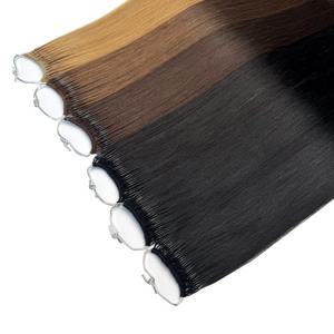 스트레이트 한국 인기 코튼 스트링 트윈 팁 헤어 익스텐션 브라질 레미 헤어 0.5 그람/개 케라틴 I-팁 여성용 인간의 머리카락