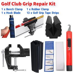 골프 클럽 그립 수리 키트 13개 골프 그립 테이프 스트립 골프 그립 교체 도구 키트 고무 바이스 클램프 (골프 클럽 재그립용)