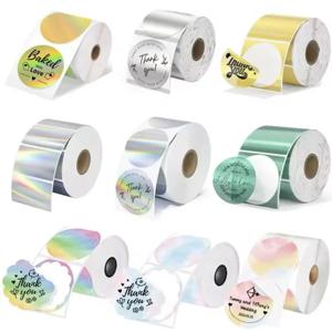 40-50mm 원형 사각형 열전사 라벨 프린터 스티커 자가 접착 열전사 용지 M110 M220 M200 E210 P50 라벨 프린터 호환