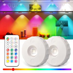 RGB 무드등 리모컨 충전식 무선 램프 야간등 조광 타이머 기능 캐비닛 선반 주방 조명