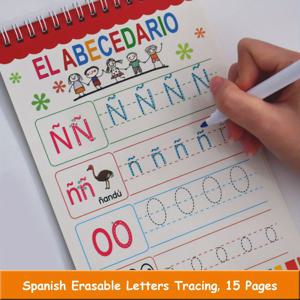 어린이를 위한 스페인어 대문자 및 소문자 글자 연습장 홈스쿨 알파벳 추적 교육 연습서 교육 보조 도구