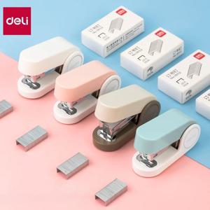 스테이플이 포함된 DELI 미니 스테이플러 세트 24/6 이지 프레스 스테이플러 학생용 휴대용 종이 바인딩 도구 사무실 및 가정용