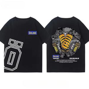 OHLINS 오토바이 충격 흡수 장치 수정 티셔츠 의류 캐주얼 트렌디 브랜드 남성 여성 자동차 클럽 크루 넥 반팔 탑