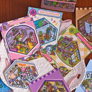 3차원 조경 스티커 라이프 섀도우 시리즈 귀여운 만화 학생 미니 노트북 조경 스티커 북 선물