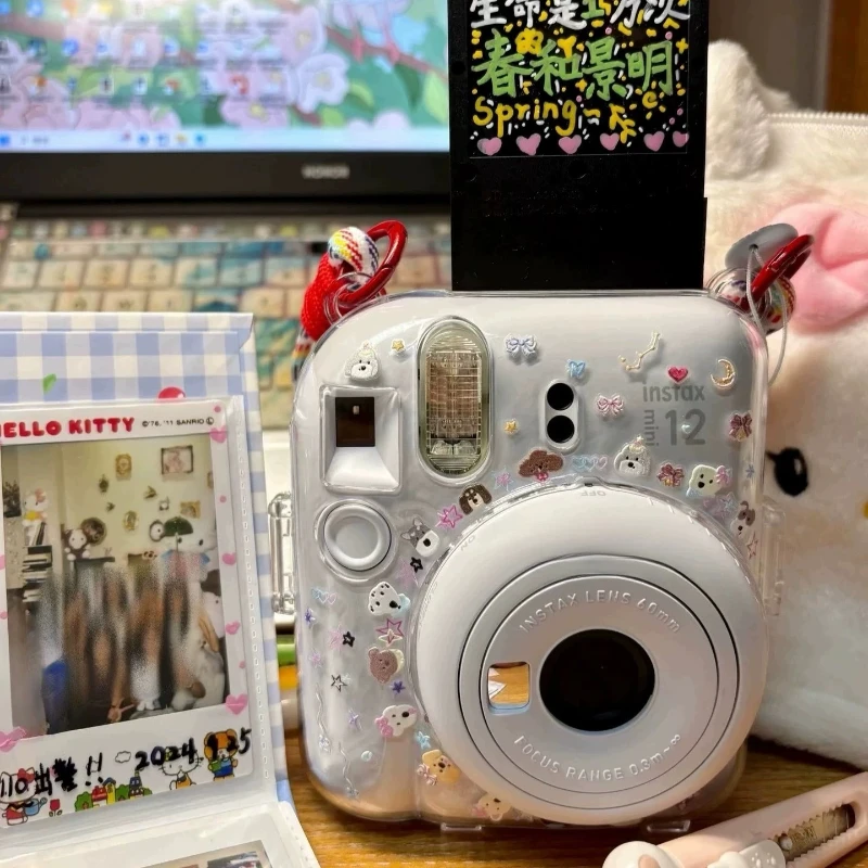 귀여운 미니 만화 강아지 고양이 3D 입체 스티커 UV 인쇄 돌출 장식 폴라로이드 카메라 CCD 및 휴대폰 케이스 소녀용 네일 데칼