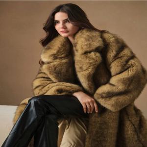 새로운 가을 겨울 유행 털이 긴 코트 모조 여우털 털이 많은 파카 재킷