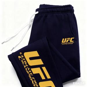 UFC, 남성용 캐주얼 속건성 바지, 가을 및 겨울 스포츠 프린트 바지, 패셔너블한 단색 복싱 트레이닝 바지