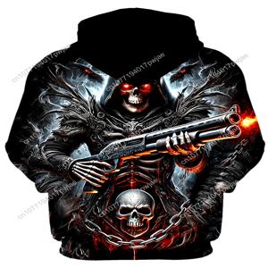 남성용 3D 다크 스컬 그래픽 후디 - 대담한 해골 병사 디자인, 드로스트링 및 포켓이 있는 긴 소매 캐주얼 스웨트셔츠, 폴리