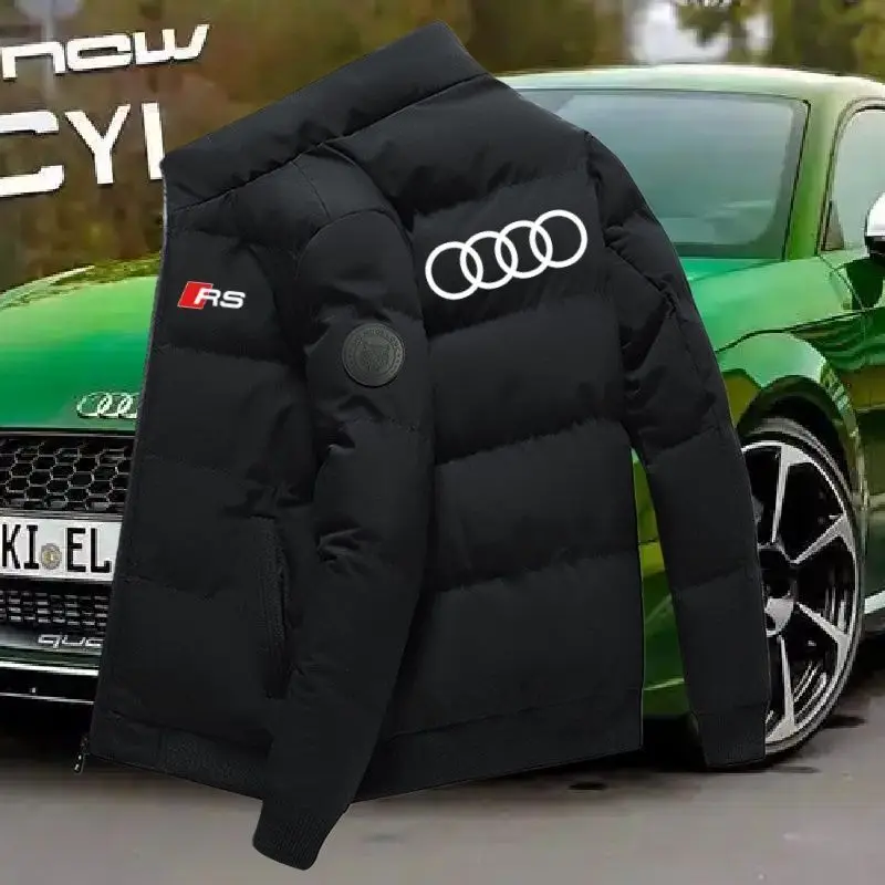 아우디 2025 남성용 스탠드 칼라 두꺼운 방풍 및 방한 코튼 재킷 겨울 캐주얼 숏 코트