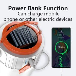 슈퍼 밝은 캠핑 전구 태양광 LED 6가지 조명 모드 USB 충전식 파워뱅크 야외 바베큐 텐트 걸이형 비상등