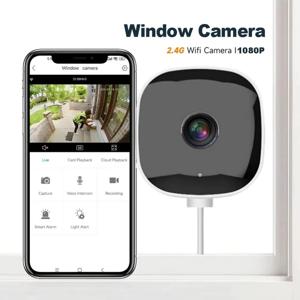창문 카메라는 실외 카메라를 대체합니다. 2.4/5GHz WiFi 카메라 3MP 해상도 창을 통한 풀 컬러 야간 투시경 미니 카메라