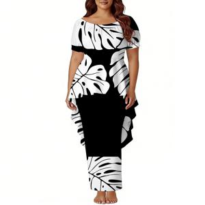 사모아 히비스커스 꽃 디자인 맞춤 여성 푸레타시 패턴 폴리네시아 여성용 신상 고품질 레트로 아트 드레스 2026