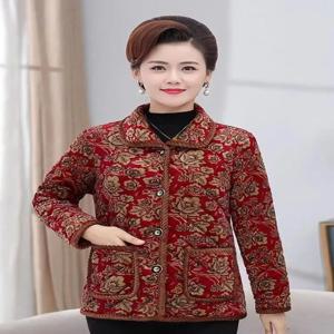 두꺼운 양털 짧은 면 재킷 가을 겨울 겉옷 엄마를 위한 중년 및 노인 여성용 대형 사이즈 루즈핏 겨울 코트 주머니 손수건 포함