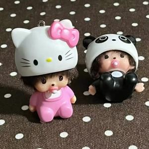 새로운 만화 캐릭터 키티 몽치키 키체인 펜던트 인형 데스크탑 백팩 펜던트 인형 장식품 창의적인 여성 소녀 선물용