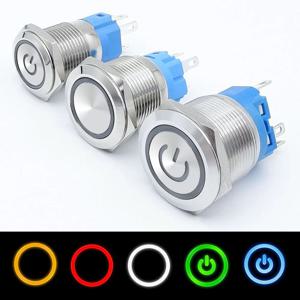 On Off PC 전원 금속 방수 푸시 버튼 스위치 12v 자동차 점화 스위치 순간/래칭 NC 5V 220V 12 16 19 22 mm