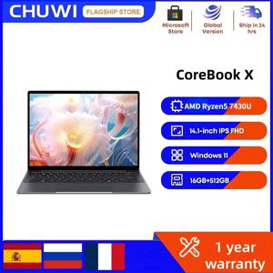 CHUWI CoreBook X 게이밍 노트북 14.1인치 2K IPS 스크린 AMD R5-7430U 16GB DDR4 RAM 512GB SSD 윈도우 11 Wifi6 노트북 컴퓨터