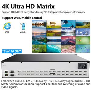 전문 매트릭스 스위치 스플리터, HDMI 16 in 16, 4K, 30Hz, 1080P, 120Hz, 16 out, HDCP Blu-ray 3D 웹, 패널, 원격