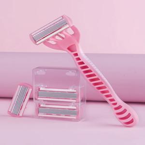 1 핸들 + 4 블레이드/남성과 여성 바디 헤어 안전 비키니 알로에 스트립 면도기 블레이드 세트 여성 면도기 교체 헤드